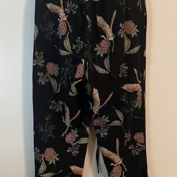 Black Floral Print Pants - XS - Picture 2 of 2